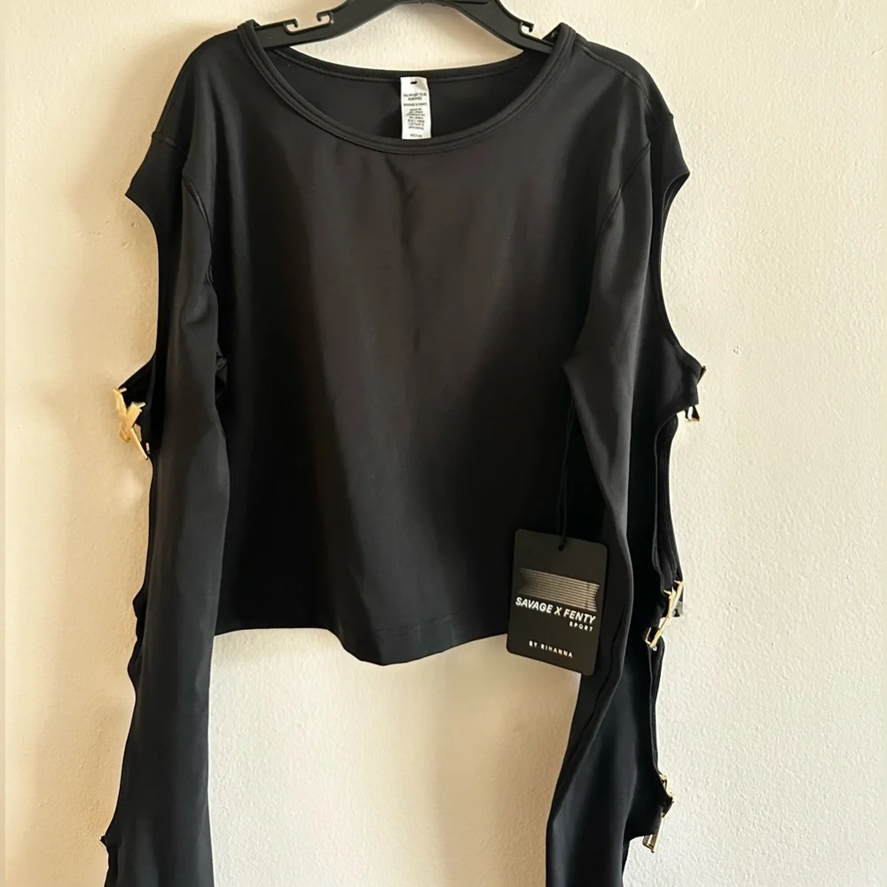 Savage X Fenty Black Cutout Crop Top Brand New - Picture 1 of 4